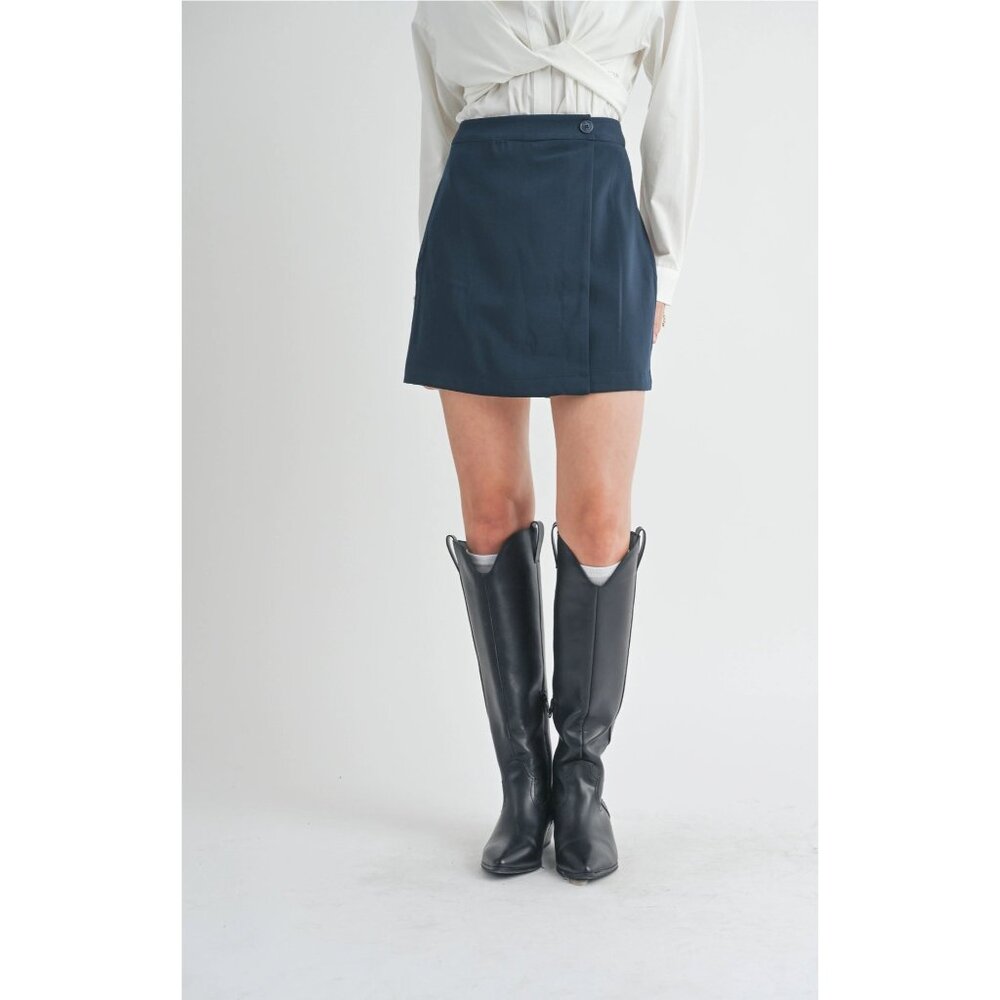 Finest Touch Overlapped Mini Skirt - Navy